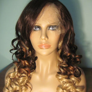 20" curly blonde brunette 3 color lace front WIG